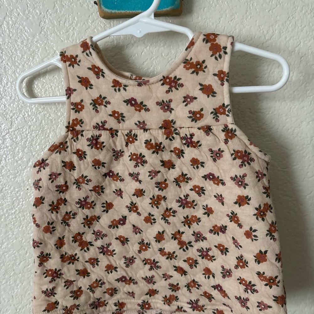 Nicole Miller Kids Floral Tank Top - Cream and Brown